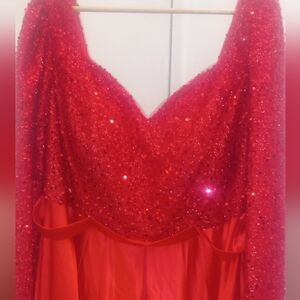 Red Sequin & Silk Dress